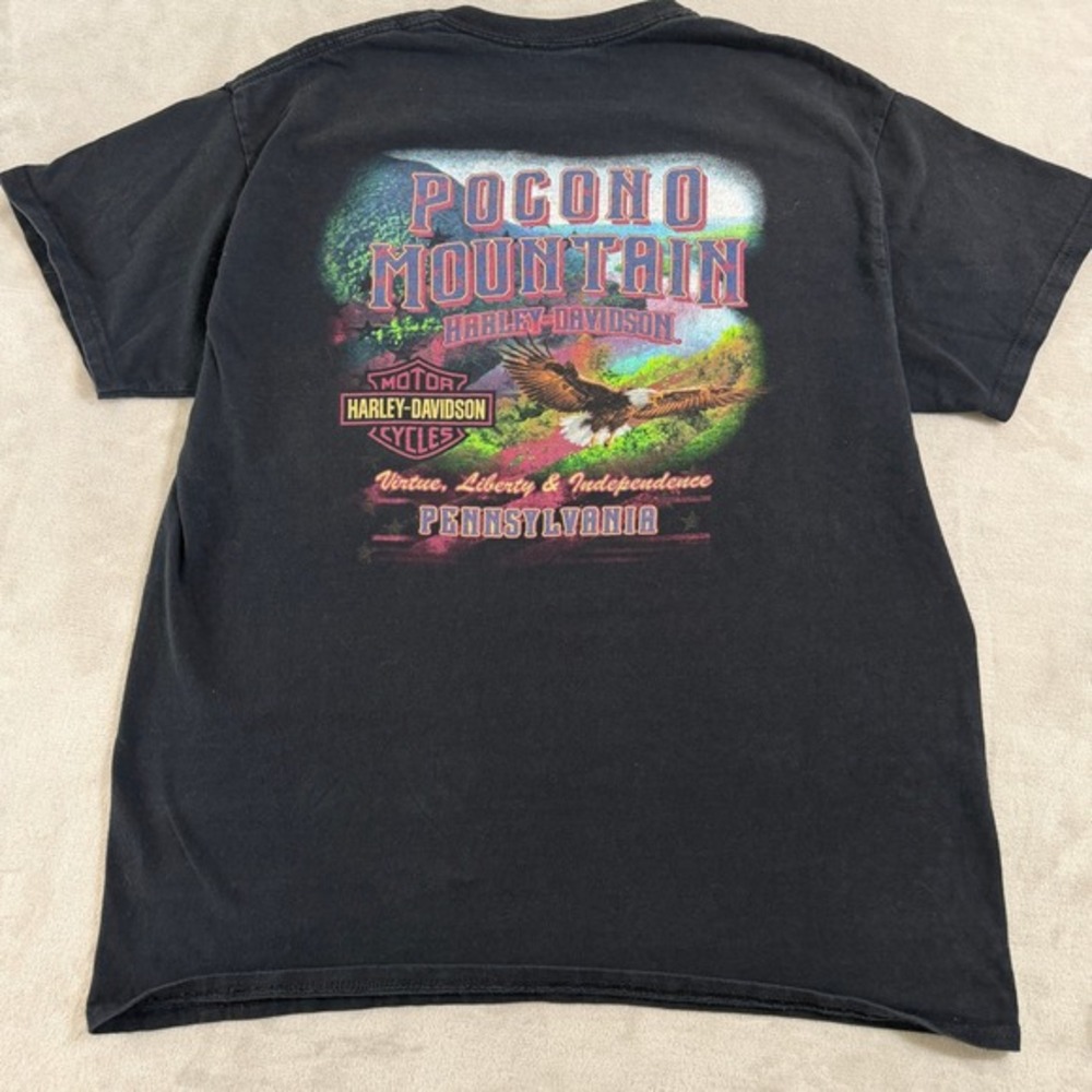 Harley-Davidson Pocono Mountain Pennsylvania Eagle Graphic T-Shirt Black L